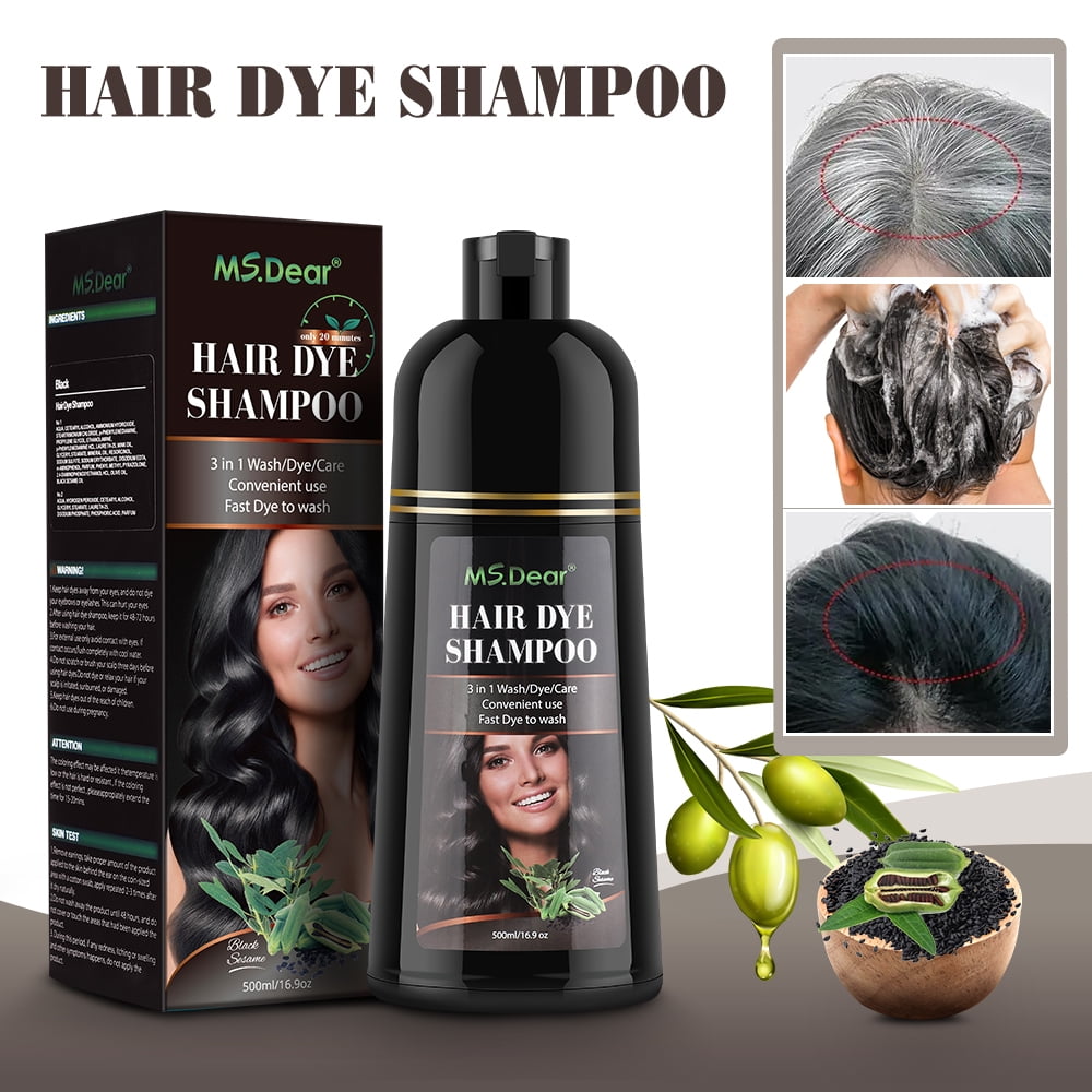 Hair Color Shampoo for Gray Hair, Magic Hair Dye Shampoo, Colors Hair in Minutes, Long Lasting 3 in 1 Hair Color, 400ml Black