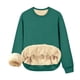 thumbnail image 1 of Qucoqpe - Camiseta de manga larga con cuello redondo para mujer, sudadera cálida de invierno con forro polar, blusa informal de color liso, blusa verde 5XL, 1 of 8