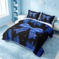 thumbnail image 2 of Erosebridal Kawaii Bow-Tie Quilt Full, Cartoon Glitters Print Full Bedspread Sets, Black Reversible, Royal Blue Black, 3 Pieces (1 Coverlet and 2 Pillowcases), 2 of 6