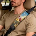 thumbnail image 5 of Xixirimido Car Seat Covers Front Seats Leather Universal Fit for Cars, Vans, Trucks, SUV, Set of 5 Car Seat Protector with Seatbelt Covers & Center Console Cover, Cardinal Birds Yellow Lily, 5 of 8