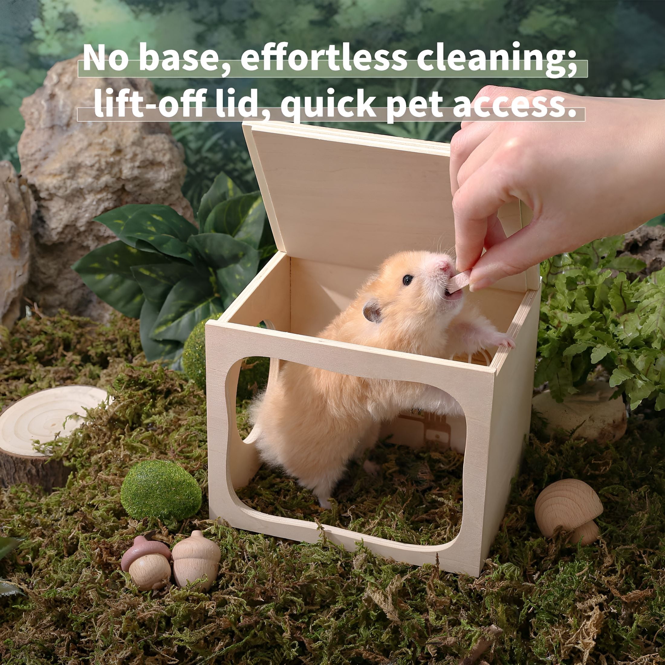 XIBUFE Guinea Pig Hideout Wooden House Chamber Small Animals Pets Tunnel Exploring Toys for Dwarf Hamsters, Syrian Hamsters, Gerbils, Hedgehogs, Rats, Mice, Chinchilla (Living Room)