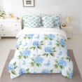 thumbnail image 2 of Blue Butterfly Bedding Comforter Sets 7 Pieces Hydrangea Blossoms Bed in a Bag Women, Spring Garden Twin Bedding Sets Botanical Plants Comforter Set, Green Leaves Bedding Sets & Collections, 2 of 4