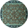 thumbnail image 1 of Ahgly Company Machine Washable Indoor Round Oriental Turquoise Blue Industrial Area Rugs, 5' Round, 1 of 4