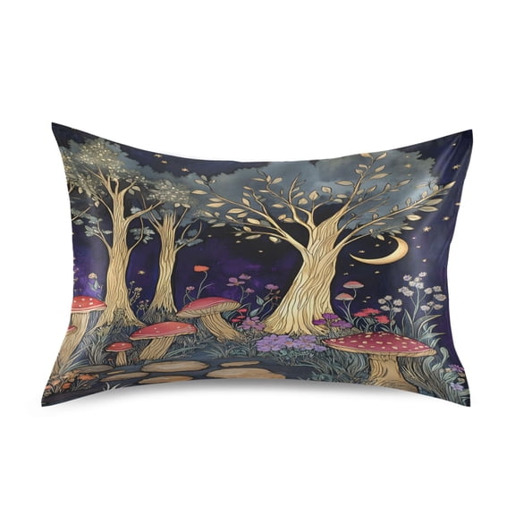 Ryvnso Satin Pillowcase Mushroom Forest Pillow Cases Standard Size 26x20in