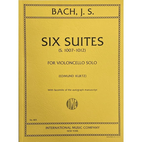 BACH - Suites (6) para Violoncello solo (Inc.Facsimil) (Kurtz) | C # 805
