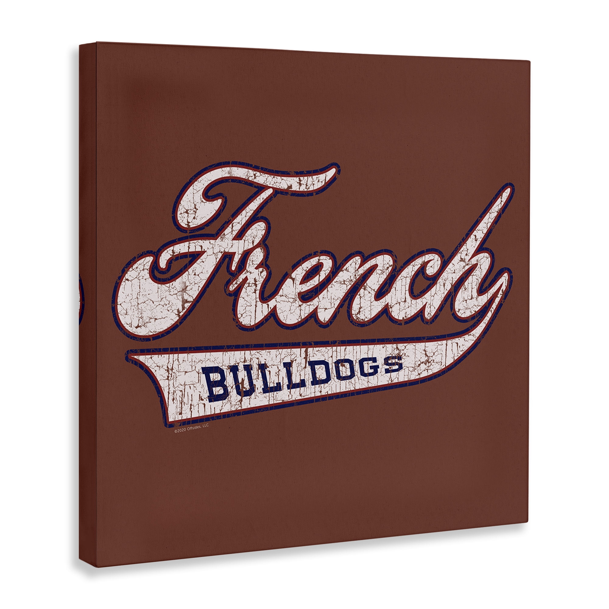 Stupell Industries French Bulldog Varsity Novelty & Humor Painting Wrapped Canvas Art Print Wall Art, 17 x 17