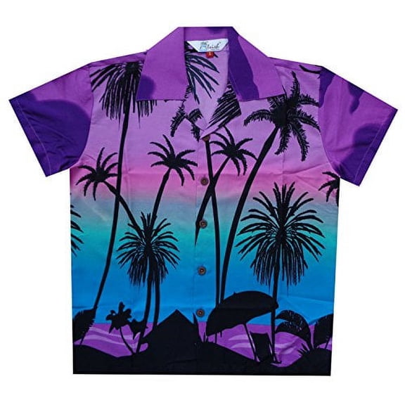 Hawaiian Shirts 42B Boys Coconut Beach Aloha Party Camp Purple M