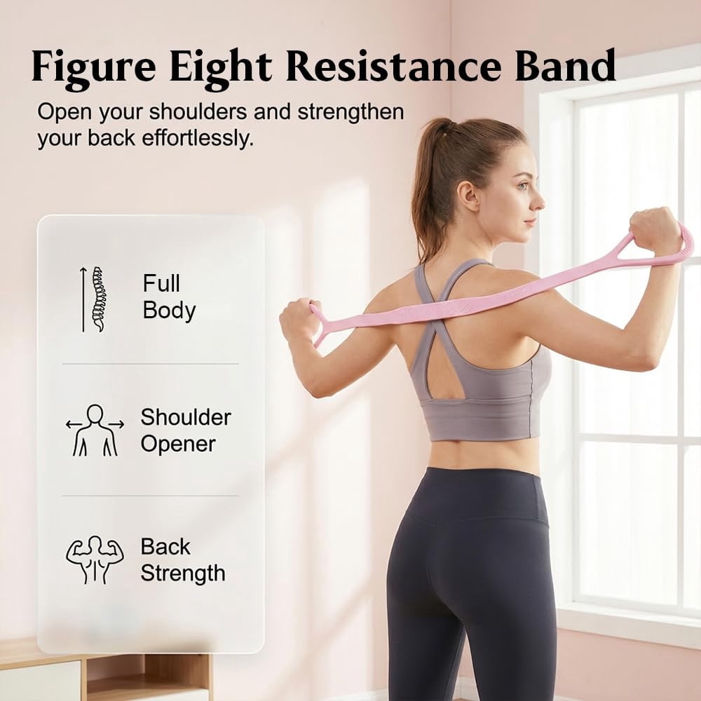 Djiypn 2026 New Figure 8 Resistance Band with Handles, Elastic Bands for Working Out,Arm,Back,Shoulder Training Elastic Ropes,Exercise Equipment for Yoga, Pilates,Physical Therapy Stretching