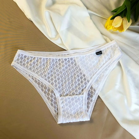 

nsendm Women s Fashion Lace Underwear Mesh Low Waist Briefs Underwear Panties Big Panties Underpants White Large