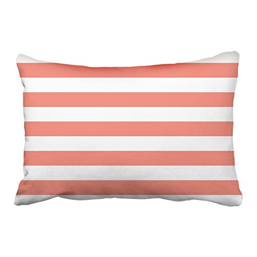 RYLABLUE Housses de Coussin Rectangulaires Rétro Corail Rayures Nautiques Extérieures Polyester 20 x 30 Pouces avec Fermeture Éclair Cachée Coussin Décoratif pour Canapé Maison