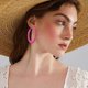 thumbnail image 5 of ZHAOCHENG Juego de 4 pares de pendientes de aro con flecos y borlas largas, geométricos, estilo bohemio, estilo retro, de color rosa, con estilo de los años 80 para mujeres y niñas, 5 of 5