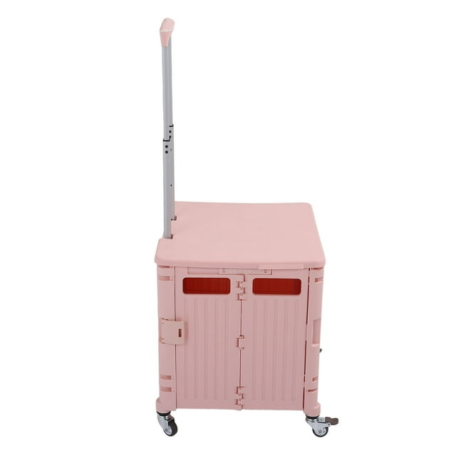 Chariot Utilitaire Pliable, Chariot Roulant Pliable pour Caisse, Chariot à Main Roulant Portable à Rotation 360 avec Couvercle à Poignée Télescopique pour Magasinage Rangement Bureau Transport