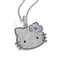 thumbnail image 1 of Nueva llegada Hip Hop helado Rosa sólido circón brillante dibujos animados Hello Kitty joyería lindo gato colgante collar, 1 of 4