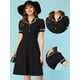 thumbnail image 2 of Vestido elegante para mujer con cuello Peter Pan con volantes Negro M, 2 of 5
