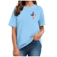 thumbnail image 6 of idosla 250 Anniversary USA Shirt Women's Short Sleeve T-Shirt Patriotic American Flag Eagle Tops 1776-2026 Tshirt Gifts (Sky Blue, L), 6 of 9