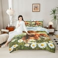thumbnail image 4 of Castle Fairy Highland Cow Twin Comforter Sets Female Men,Floral Daisy Bedding Set, 4 of 8