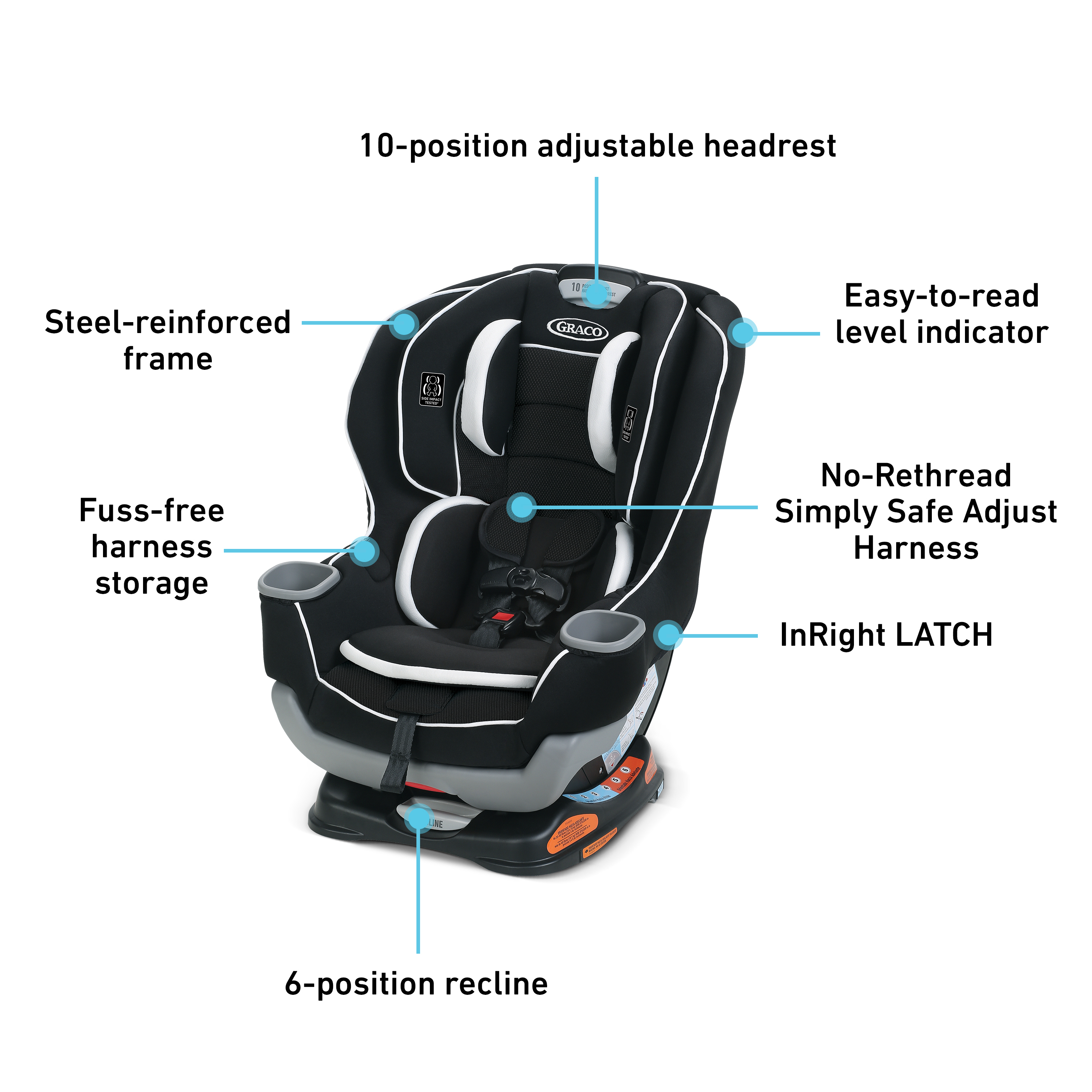 Graco Extend2Fit Convertible Car Seat, Ride Rear-Facing Longer, Valor - image 5 of 8