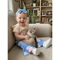 thumbnail image 3 of Newborn Baby Girl Baseball Outfit Cutest Baseball Fan Bow Short Sleeve Romper Flare Pants Set 3Pcs Infant Summer Clothes 0-18Months, 3 of 9