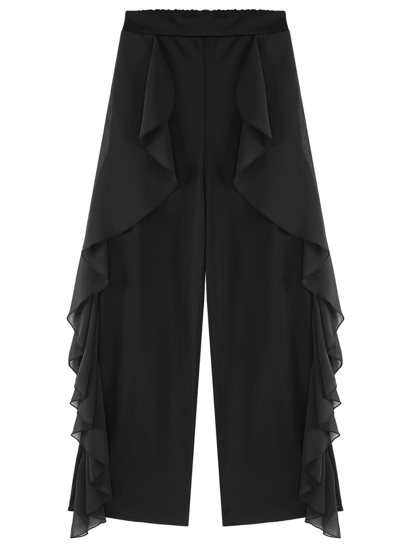 iiniim Women's Latin Dance Pants Ruffle Draped Trousers for