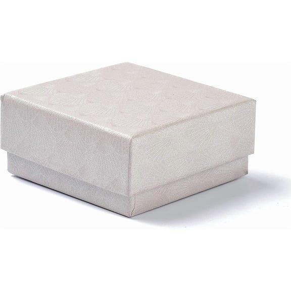 Cardboard Jewelry Set Boxes White Paper Gift Packing Box Square Empty Jewellery Display Boxes Gift Case with Black Sponge Inside Necklace Earring Ring Case for Birthday Valentine's Day Wedding White