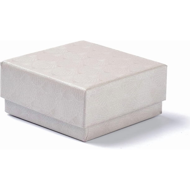 Cajas de cartón para joyas, cajas de regalo de papel blanco, cuadradas, vacías, con esponja negra en el interior, para collares, pendientes y anillos.