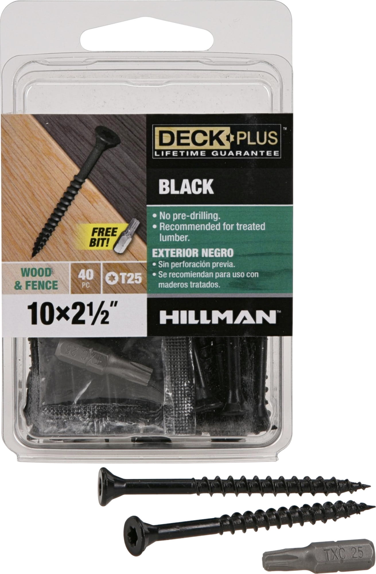 Deck Plus Black Ceramic Exterior Wood & Fence Screws (#10 x 2-1/2") - 40 Pieces