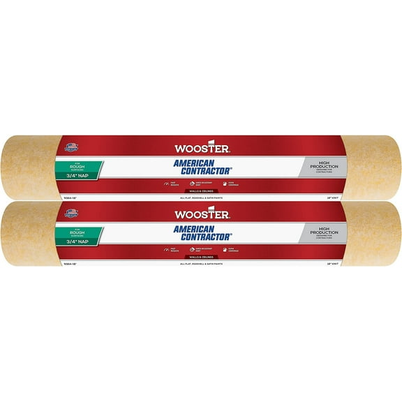 Wooster Genuine 18" American Contractor 3/4" Nap Roller Cover 2-Pack # R364-18-2PK