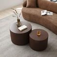 thumbnail image 3 of Nesting Coffee Table Set of 2, Matte Brown Round Wooden Coffee Tables, Modern Luxury Side Tables Accent End Table for Living Room Apartment, 3 of 7