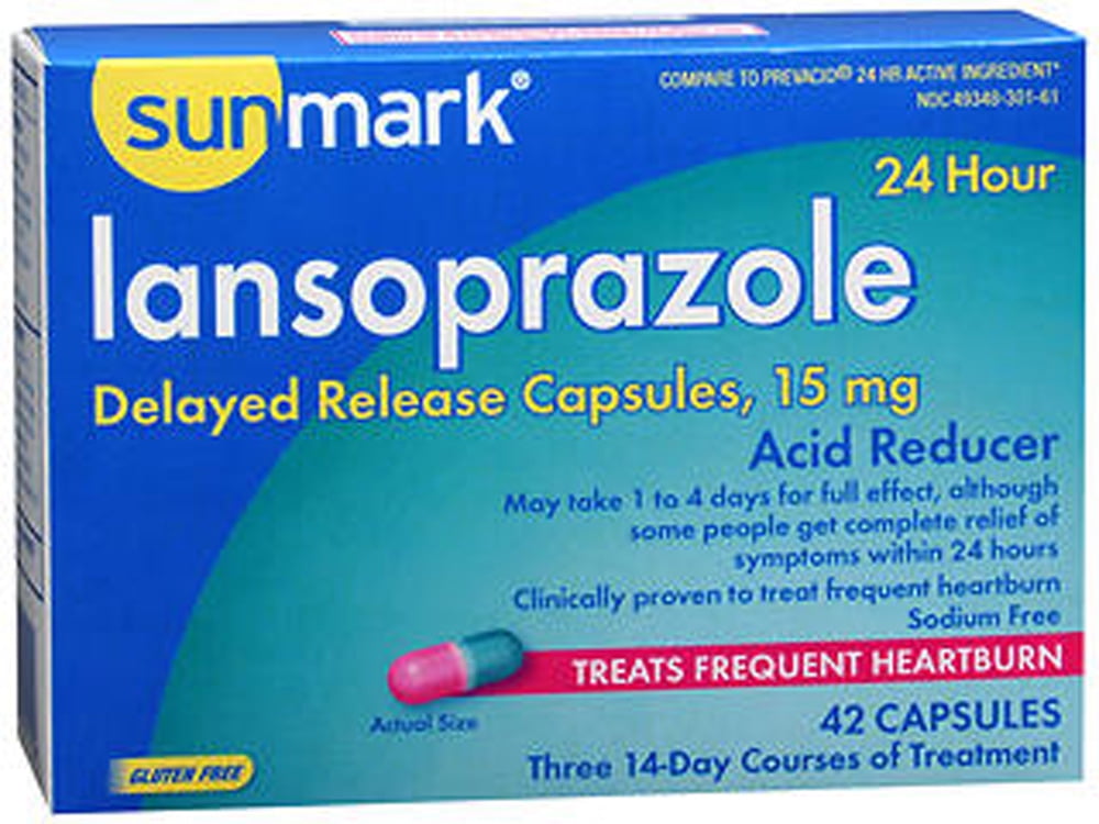 Sunmark Lansoprazole Delayed Released Capsules, 15 mg, 42 Capsules
