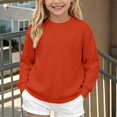 thumbnail image 4 of Kids Solid Color Waffle Knit Crew Neck Sweatshirt Boys Girls Long Sleeve Pullover Soft Lined Fall Winter Casual Basic Top for Daily School Layering Wear(Watermelon Red,4-5 Years), 4 of 8