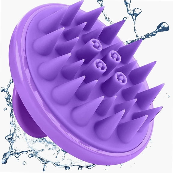 Scalp Massager Shampoo Brush, Head Scalp Massage Hair Brush, Silicone Scalp Massager Hair Growth Scrubber for Men Women Kids Pets (Purple)