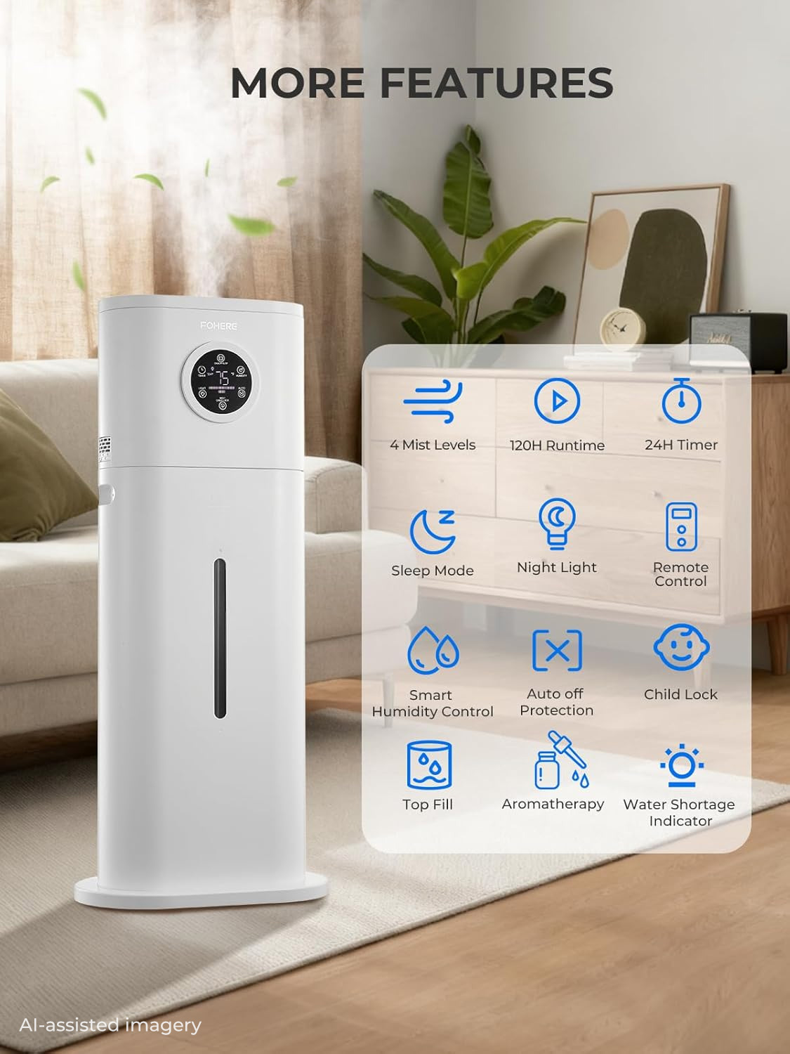 FOHERE 12L Whole House Humidifier with Smart Control photo 6