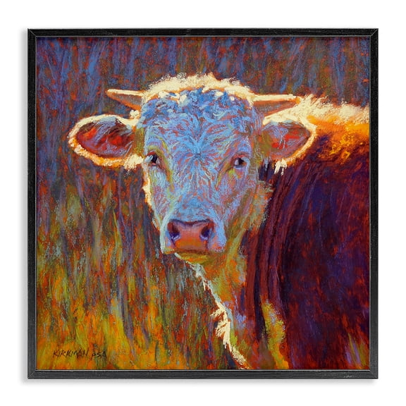 Stupell Industries Farmhouse Modern Cow Portrait Impressionist Black Framed Giclee Art, 17 x 17, by Rita Kirkman