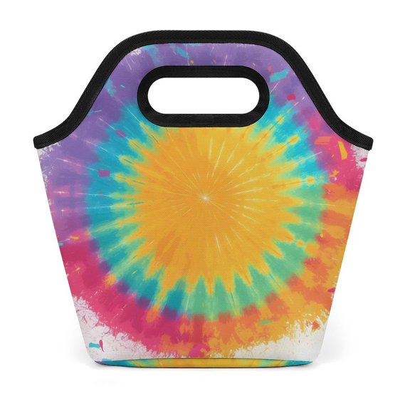 Portable Portable Dining Bag 7.1×11.4in Reusable Portable For Travel To Work Everyday To Go Out Shopping Tie-dye Pattern Bright Colors
