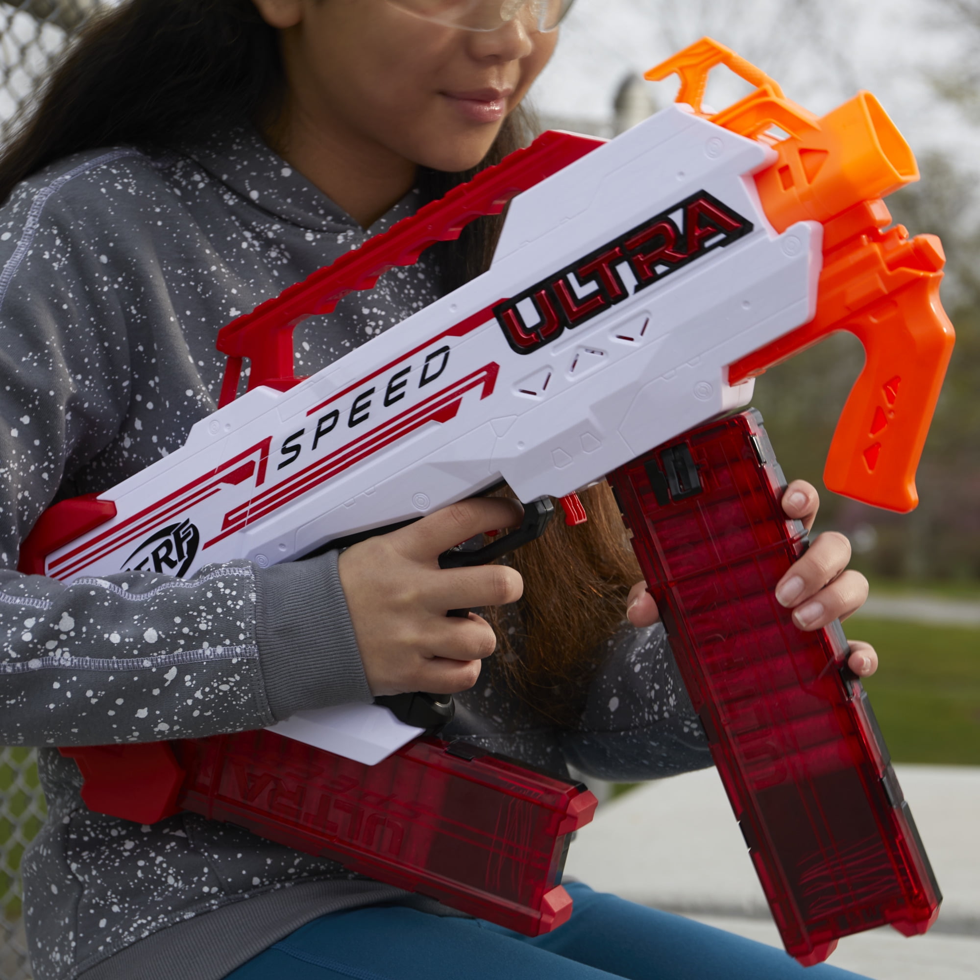 NERF F4929 Ultra Speed Motorized Dart Gun Blaster - Orange/Red/White for  sale online