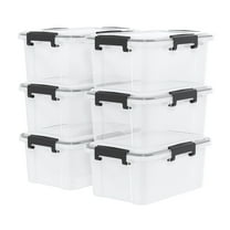 12 Quart Clear Plastic Storage Box with Gasket Seal Lid, Set of 6 Stackable Plastic Storage Bins with Secure Latching Buckles