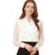 thumbnail image 1 of Blusa Allegra K De Manga Larga Gasa Cuello Anudado Blanco XL, 1 of 5
