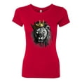 thumbnail image 2 of Wild Bobby, King Lion with Gold Crown Art, Animal Lover, Women Slim Fit Junior Tee, Red, Large, 2 of 4