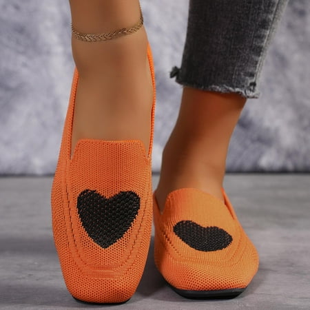 Women s Comfortable Flat Shoes - Round Toe Classic Cute Buckle Slip on Ballet Flats for Dressy Casual Office Work Wedding Comfort Soft Orange 6.5