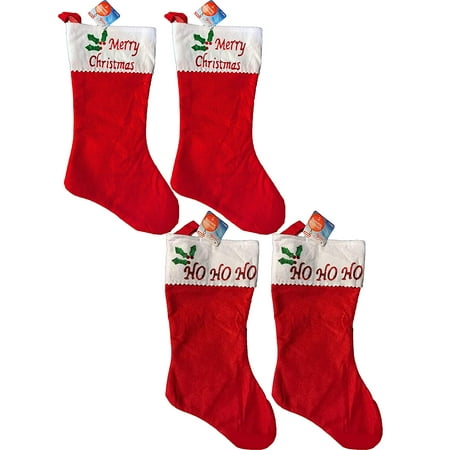 Christmas Stocking Set Of 4 Christmas Embroidered Red Stocking -