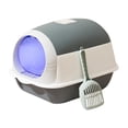 thumbnail image 3 of Hooded Cat Toilet Enclosed Cat Removable with Door Anti Splashing for All Kinds Grey Color White, 3 of 9