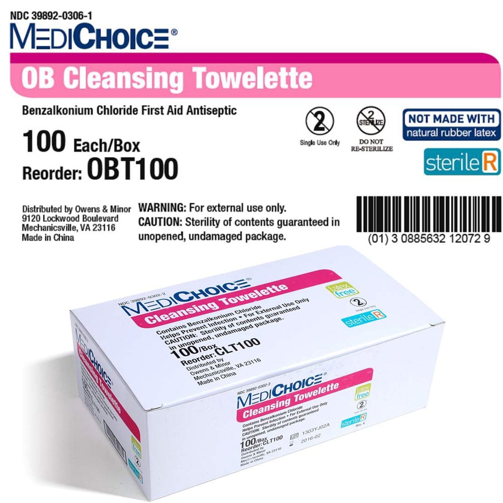 Medichoice OB Cleansing Towelette 100/Box