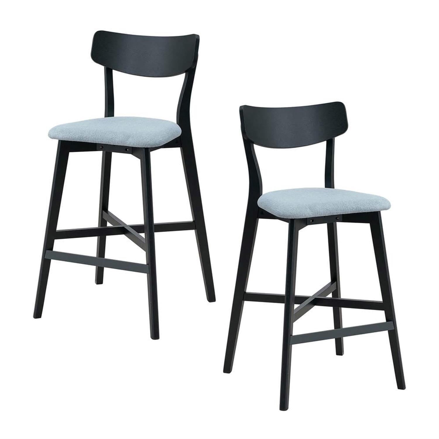 Demi Bonn 41" Counter Height Bar Stools Set of 2, Soft Upholstered Barstools with Back, Kitchen Island Countertop Chairs for Dining Room, Black