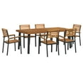 thumbnail image 4 of vidaXL 7 Piece Patio Dining Set Solid Wood Acacia and Metal, 4 of 4