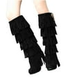 thumbnail image 4 of Fesfesfes Fuzzy Boots for Women Shoes Retro Solid Color Ethnic Style Suede Fringed Metal Decoration Female High US:6(37), 4 of 6