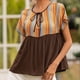thumbnail image 2 of Camiseta con estilo para mujer, con estampado de retazos, escote de Color, Top de manga corta con cordón calado OAVQHLG3B Store lin121212, 2 of 5