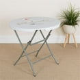 thumbnail image 2 of Bowery Hill Metal/Plastic Non-Locking Legs Round Folding Table in Granite White, 2 of 5
