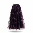 thumbnail image 4 of XIAONU Star Print Tulle Midi Skirt For Women High Waist Pleated A Line Fairy Skirt, 4 of 4