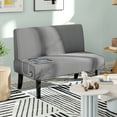 thumbnail image 2 of HOMCOM 46.5" Loveseat with USB Ports and Wood Legs for Small Space, Grey, 2 of 10