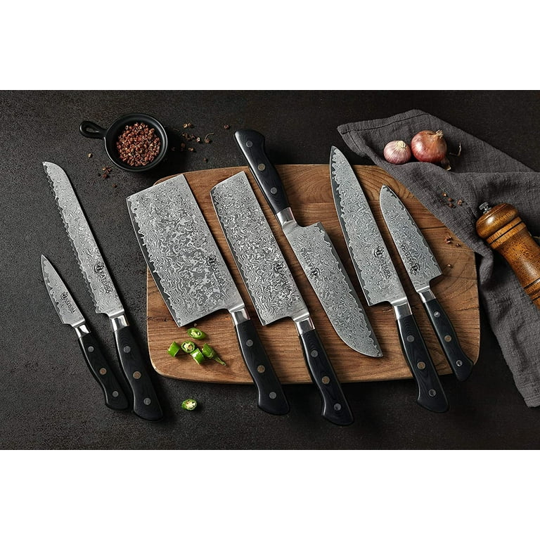  Huusk Japan Knife, 8 Inch Razor Sharp Kitchen Knives Japanese  AUS-10 Damascus Steel Chopping Knife with Unique Handle Cutting Knife for  Cooking, Damascus Chef Knife with Sheath: Home & Kitchen